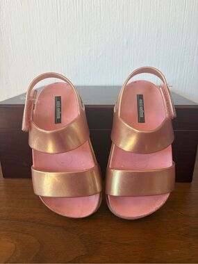 Mini Melissa Metallic Rose Gold and Pink Girls' Sandals